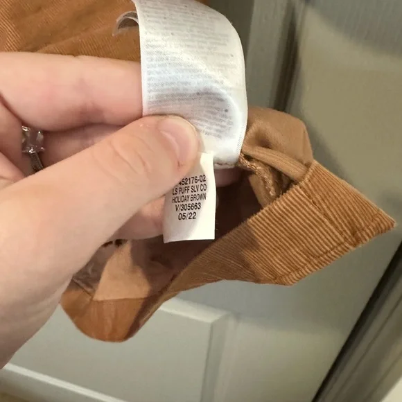 Elegant Tan Puff Sleeve Dress Gap XL Corduroy Holiday Brown Mini Fall Minimalist - Picture 6 of 6